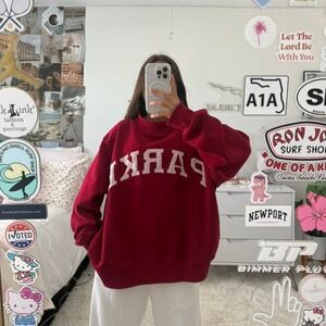PARKE Red embroidered mockneck sweatshirt